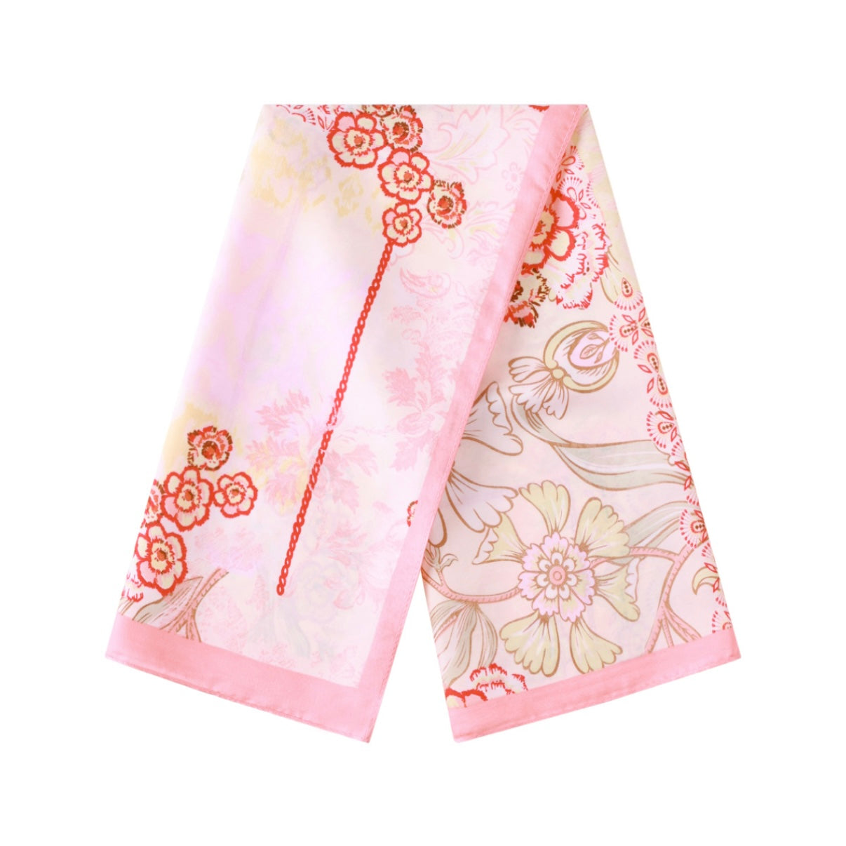 Blooming Silklook Sjaaltje – Pink Floral 70×70 cm