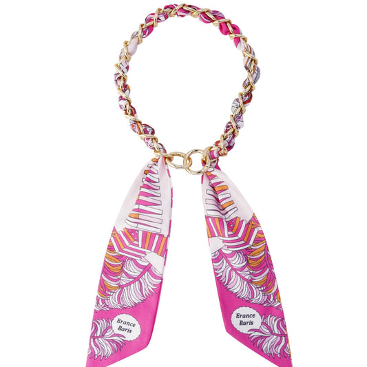 Roze-Avant Garde Telefoonketting met Satijnen Lint