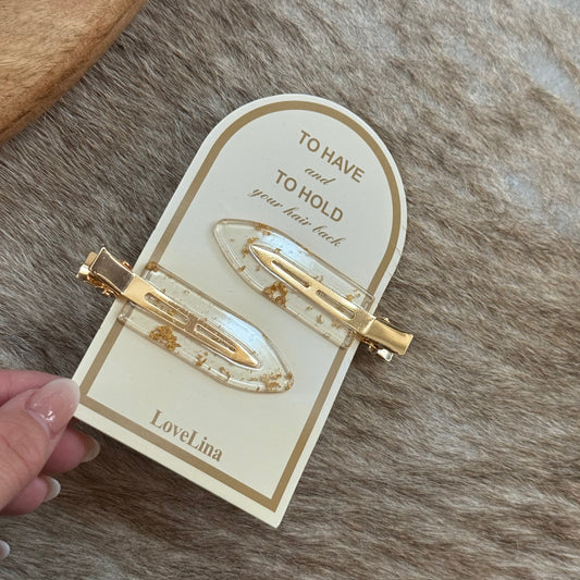 Haarclip  1 paar - goud/doorzichtig