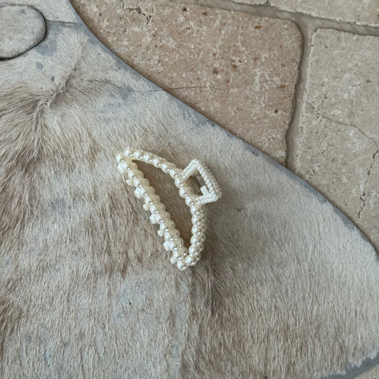 Haarclip groot - Witte parels