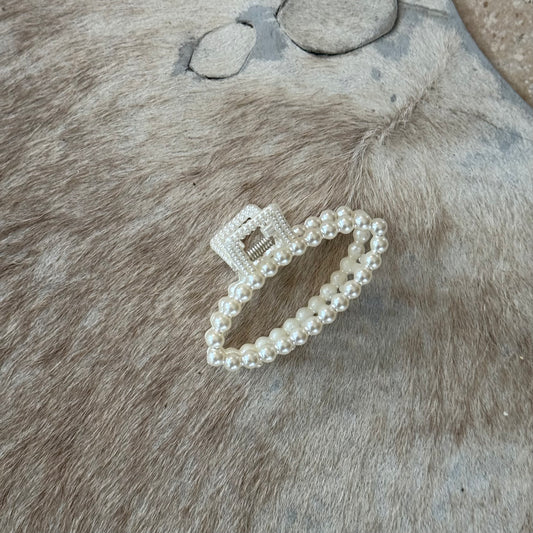 Haarclip groot - Witte parels