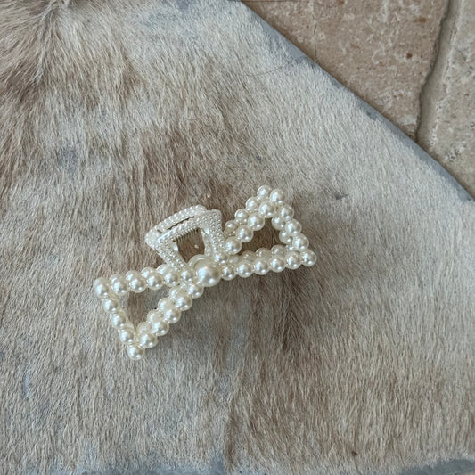 Haarclip groot - Witte parels