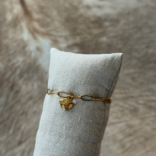 Gouden Schakelarmband met Schelpbedel – Elegant & Zomers