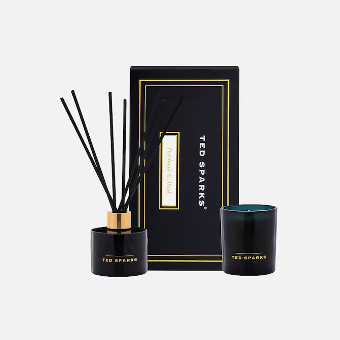 TED SPARKS – Candle & Diffuser Gift Set M – Patchouli & Musk