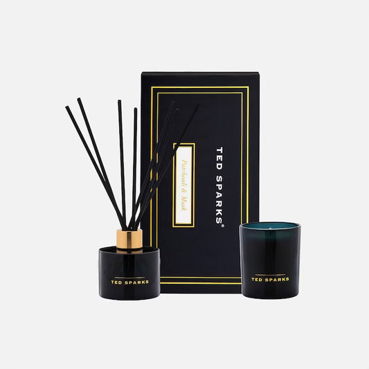 TED SPARKS – Candle & Diffuser Gift Set M – Patchouli & Musk